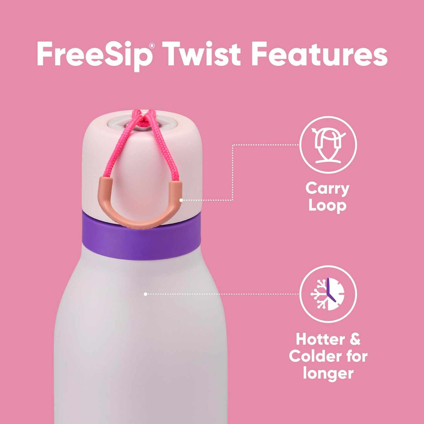 18 oz Insulated Stainless Steel Water Bottle for Teens, 2-in-1 Straw Spout, Leak-Proof, BPA-Free, Cold 24H, Easy Carry, Sweetheart Bow, School and Travel Gift