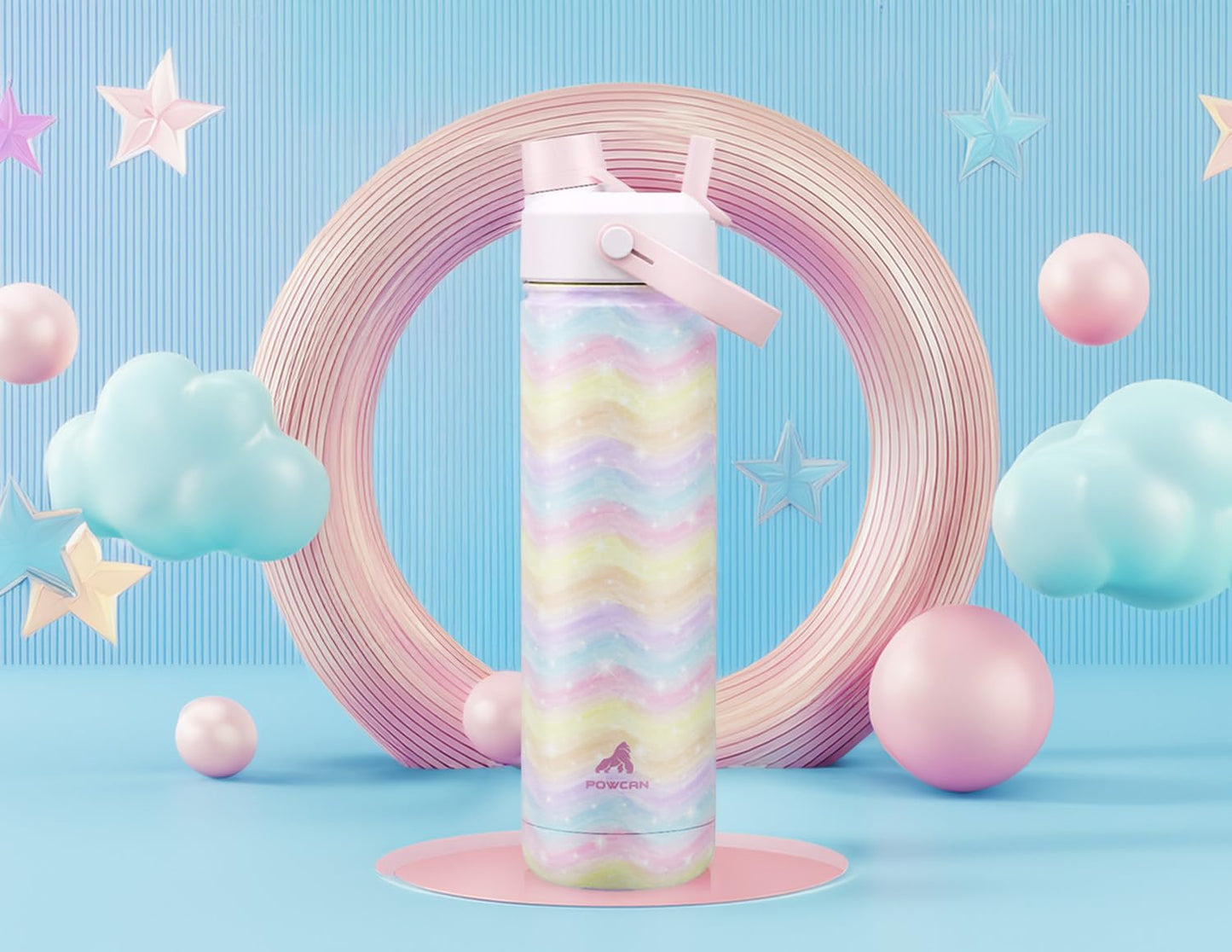 26 oz Insulated Stainless Steel Water Bottle with Straw, Leak-Proof, BPA-Free, Double Wall Cold 24H for Sports, Travel, School, Aquamarine Blue