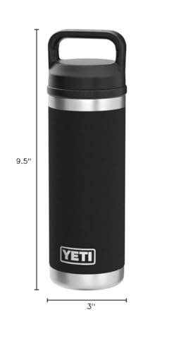 18 oz YETI Rambler Stainless Steel Bottle, Vacuum Insulated, Leak-Proof with Chug Cap, Black