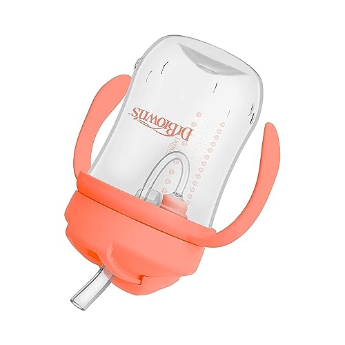 Dr. Brown's Milestones Baby's First Straw Cup – 9 oz/270 mL Training Cup with Weighted Straw, BPA-Free, Coral, for Babies 6 Months+