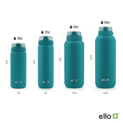 32 oz Ello Cooper Stainless Steel Water Bottle with Straw and Carry Handle, Double Wall Vacuum Insulated, Leak-Proof Locking Lid, BPA-Free, Antigua