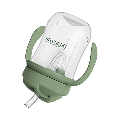 Dr. Brown's Milestones Baby's First Straw Cup – Sippy Cup with Weighted Straw, 9 oz/270 mL, 2-Pack (Coral & Olive Green), BPA-Free, for Babies 6 Months+