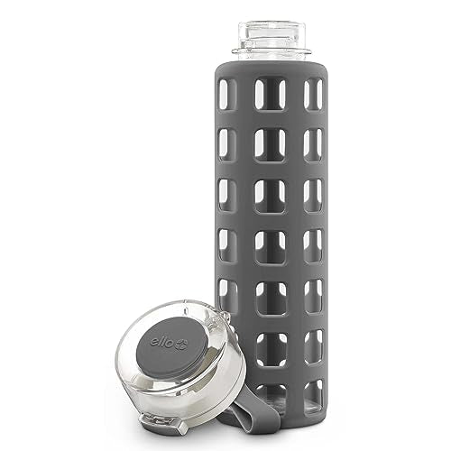 20 oz Ello Syndicate Glass Water Bottle with One-Touch Flip Lid, Grey