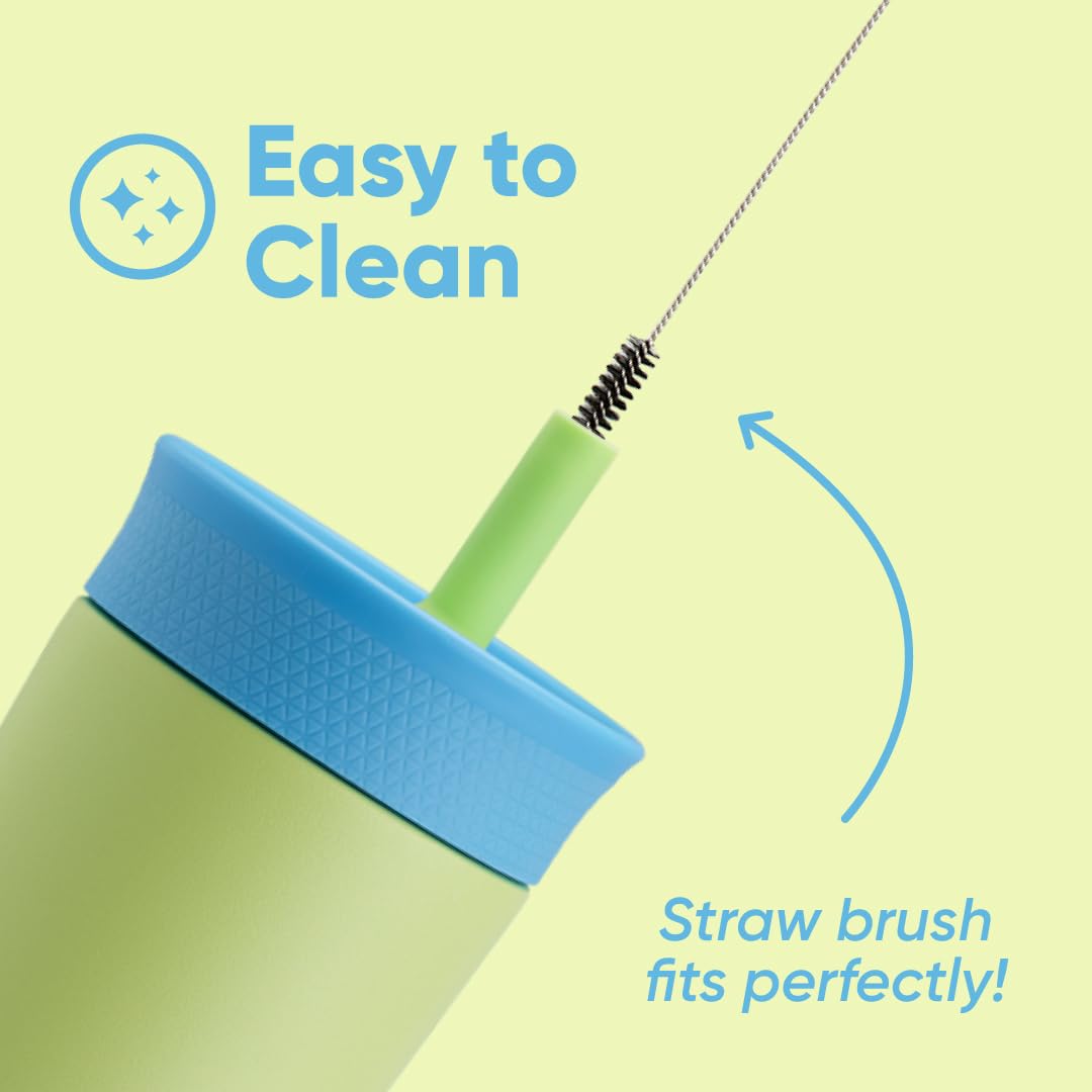 12 oz Owala Kids Stainless Steel Insulated Tumbler with Spill-Resistant Flexible Straw, Easy to Clean, Dishwasher Safe, Blue & Light Green, Turtley Awesome, Travel Water Bottle