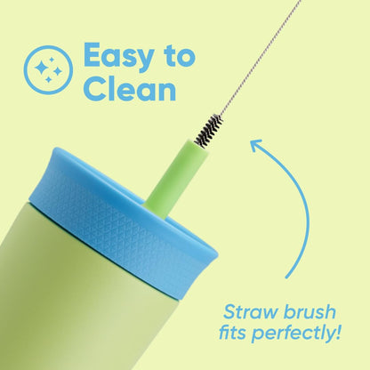 12 oz Owala Kids Stainless Steel Insulated Tumbler with Spill-Resistant Flexible Straw, Easy to Clean, Dishwasher Safe, Blue & Light Green, Turtley Awesome, Travel Water Bottle