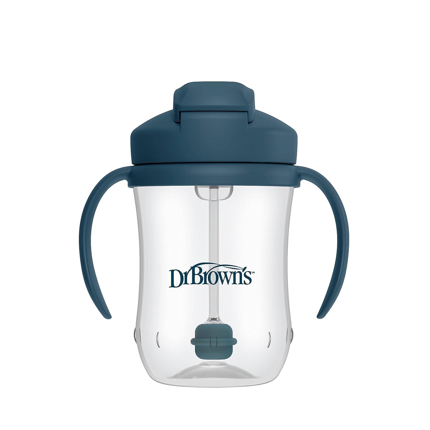Dr. Brown's Milestones Baby's First Straw Cup – 9 oz/270 mL Training Cup with Weighted Straw, BPA-Free, Dark Blue, for Babies 6 Months+