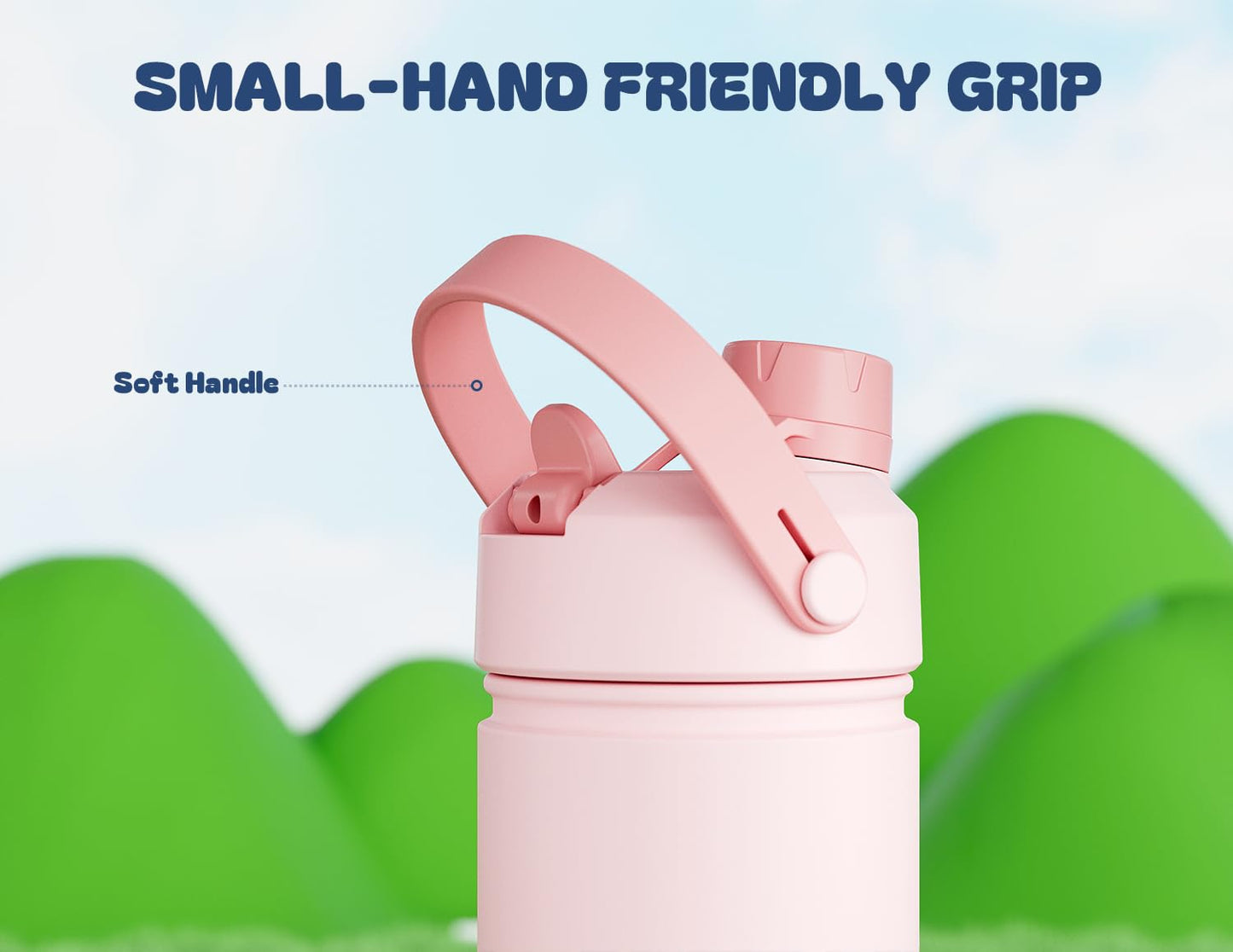 12 oz Kids Insulated Stainless Steel Water Bottle, 2-in-1 Straw Spout, Leak-Proof, BPA-Free, Cold 24H, Easy Carry, Pink Confetti, School, Sports, Camping Gift