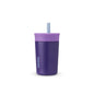 12 oz Owala Kids Stainless Steel Insulated Tumbler with Spill-Resistant Flexible Straw, Easy to Clean, Dishwasher Safe, Purple, Peacock Palace, Travel Water Bottle