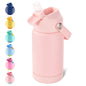 12 oz Kerilyn Kids Stainless Steel Insulated Water Bottle with Straw, Leak-Proof, BPA-Free, Pink, School Toddler Cup for Boys & Girls