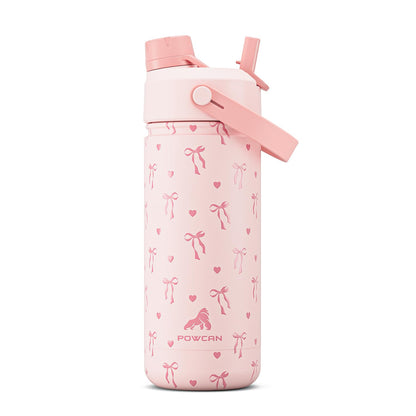 12 oz Kids Insulated Stainless Steel Water Bottle for Girls, Leak-Proof, BPA-Free, Straw Spout Lid, Cold 24H, Sunny Dreams, with Carrier Bag for School, Trip, Camping