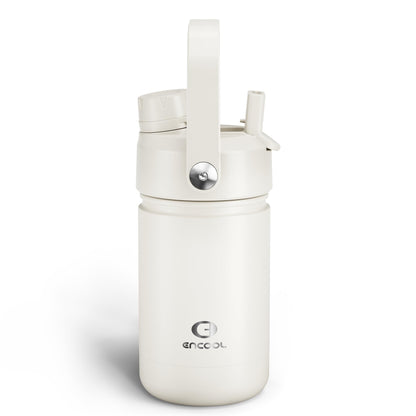 40 oz Insulated Stainless Steel Water Bottle with Two-Way Spout, Built-In Straw, Bucket Handle, BPA-Free, Leak-Proof, Lightly Toasted