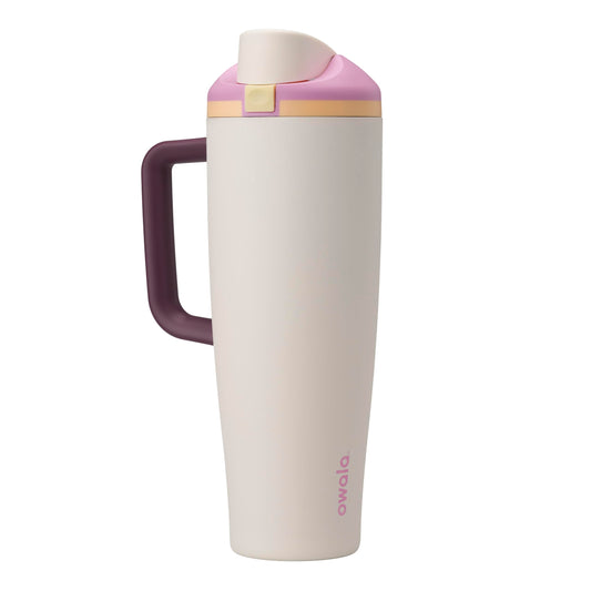 40 oz Owala FreeSip Tumbler Insulated Stainless Steel Water Bottle with Built-In Straw and Side Handle, BPA-Free, Leak-Proof, Sparkling Sherbet, Travel, Work, School, Sports