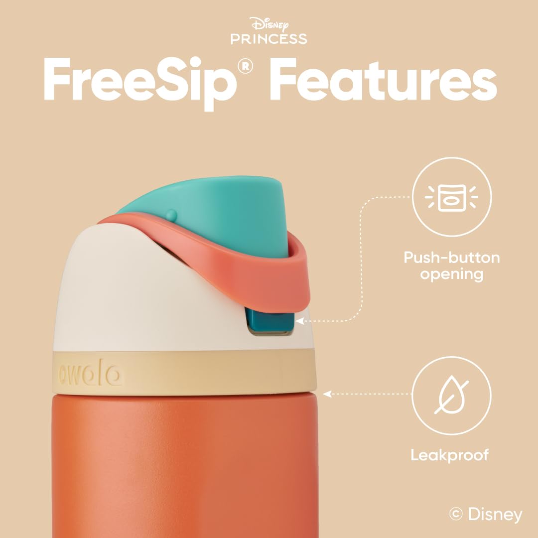 24 oz Owala Disney Princess FreeSip Insulated Stainless Steel Water Bottle with Straw, BPA-Free Sports Bottle, Cinderella, Sports and Travel