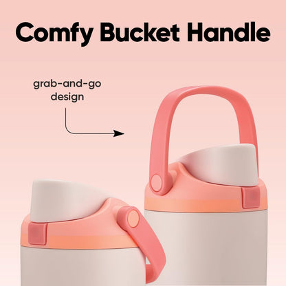 18 oz Kids Stainless Steel Water Bottle with Straw and Carry Handle, Double Wall Vacuum Insulated, Leak-Proof Locking Lid, BPA-Free, Yucca