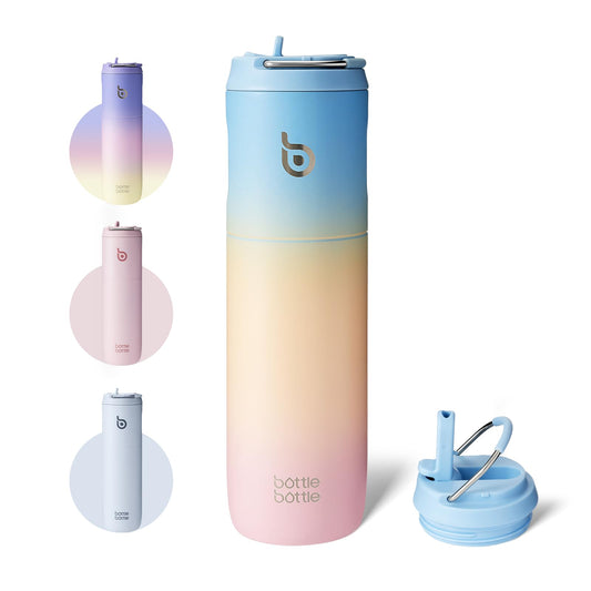 BOTTLE BOTTLE 24oz Insulated Stainless Steel Water Bottle with Straw Lid & Handle – Double Wall Vacuum, Leakproof, Reusable, BPA-Free, for Sports, Gym & Travel