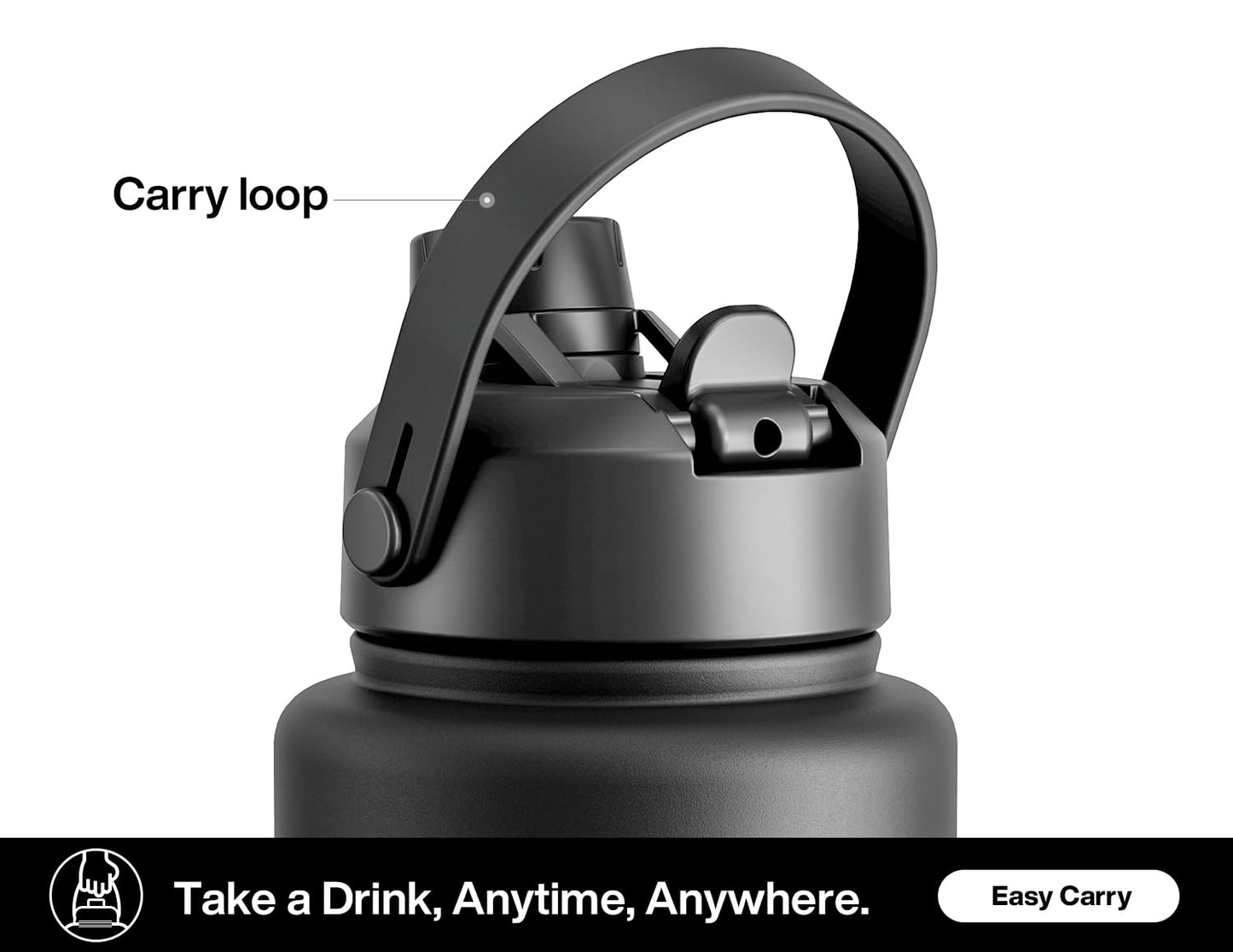 26 oz Insulated Stainless Steel Water Bottle with 2-in-1 Straw and Spout Lid, Leak-Proof, Cold 24H for Sports, Travel, School, Dark Knight