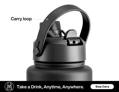 26 oz Insulated Stainless Steel Water Bottle with 2-in-1 Straw and Spout Lid, Leak-Proof, Cold 24H for Sports, Travel, School, Dark Knight