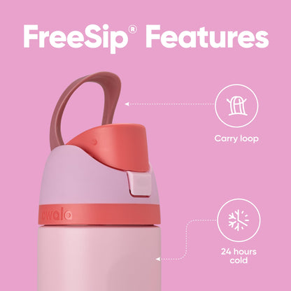24 oz Insulated Stainless Steel Water Bottle with Straw, BPA-Free Sports Travel Bottle, Pink Angel Food Cake