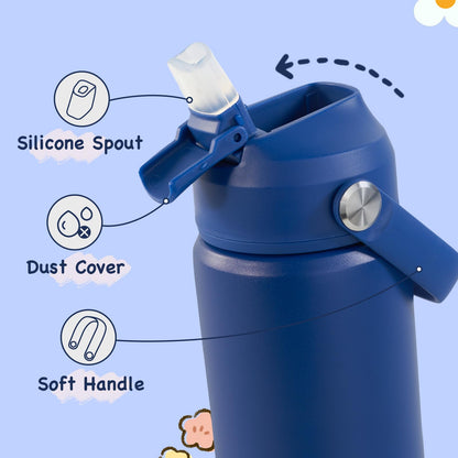 12 oz Kerilyn Kids Stainless Steel Insulated Water Bottle with Straw, Leak-Proof, BPA-Free, Blue, School Toddler Cup for Boys & Girls