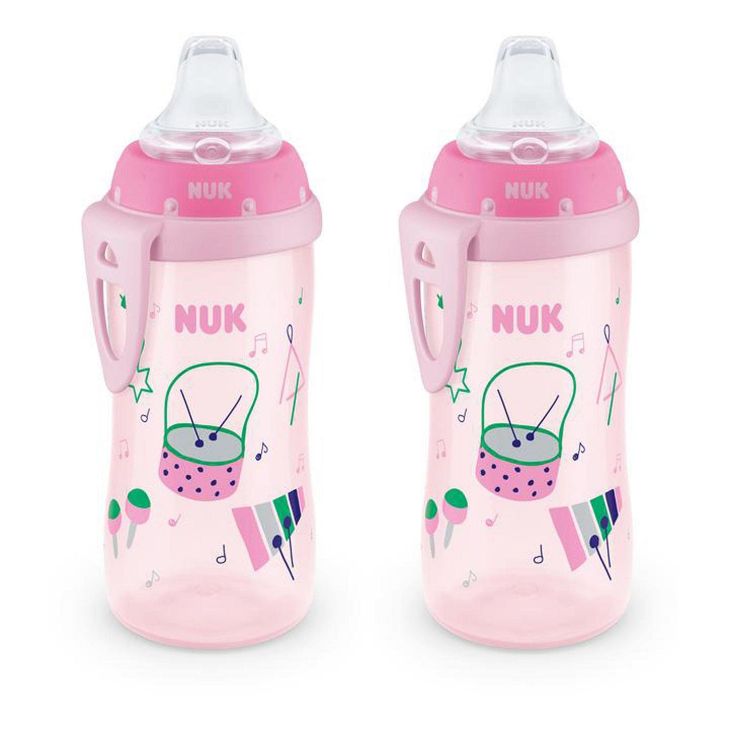 NUK Active Sippy Cup, 10 oz, 2-Pack – Spill-Proof, BPA-Free, Pink, for Babies 8+ Months