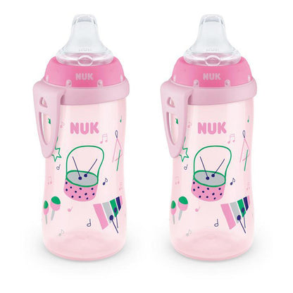 NUK Active Sippy Cup, 10 oz, 2-Pack – Spill-Proof, BPA-Free, Pink, for Babies 8+ Months