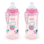 NUK Active Sippy Cup, 10 oz, 2-Pack – Spill-Proof, BPA-Free, Pink, for Babies 8+ Months