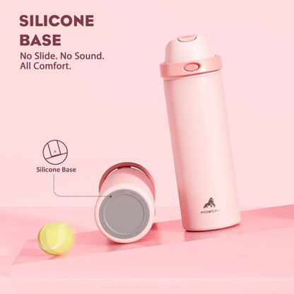 24 oz Insulated Stainless Steel Water Bottle for Outdoors, Push-Button Spout & Quick-Flip Straw, Leak-Proof, Cold 24H, Car Cup Holder Friendly, Midnight Black, Travel, Hiking, School