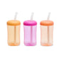 3 Pack 7 oz The First Years Squeeze & Sip Toddler Straw Cups, Squeezable Transition Sippy Cups with Silicone Straw, Yellow, Pink, Orange, Ages 6 Months+