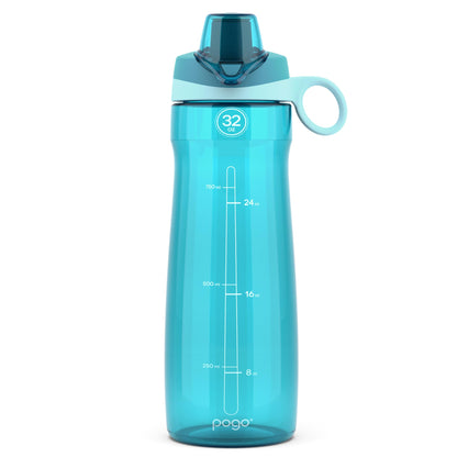 Pogo Plastic Water Bottle with Straw Lid and Carry Handle, Reusable, BPA-Free, Dishwasher Safe, Travel, School, Outdoors, Gym, 32 oz & 40 oz