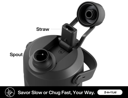 26 oz Insulated Stainless Steel Water Bottle with 2-in-1 Straw and Spout Lid, Leak-Proof, Cold 24H for Sports, Travel, School, Cotton Candy