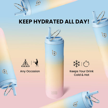 BOTTLE BOTTLE 24oz Insulated Stainless Steel Water Bottle with Straw Lid & Handle – Double Wall Vacuum, Leakproof, Reusable, BPA-Free, for Sports, Gym & Travel