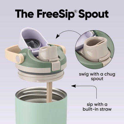 40 oz Insulated Stainless Steel Water Bottle with Two-Way Spout, Built-In Straw, Bucket Handle, BPA-Free, Leak-Proof, Putting Green