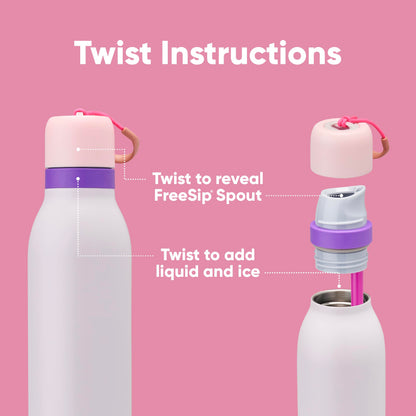 18 oz Insulated Stainless Steel Water Bottle for Teens, 2-in-1 Straw Spout, Leak-Proof, BPA-Free, Cold 24H, Easy Carry, Sweetheart Bow, School and Travel Gift