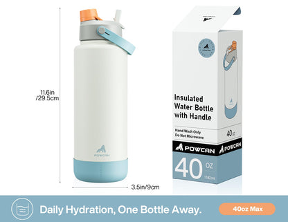 26 oz Insulated Stainless Steel Water Bottle with 2-in-1 Straw and Spout Lid, Leak-Proof, Cold 24H for Sports, Travel, School, Candy Ripple