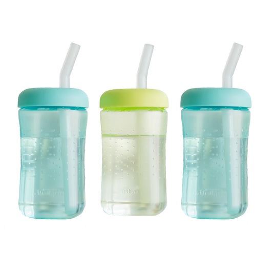3 Pack 7 oz The First Years Squeeze & Sip Toddler Straw Cups, Squeezable Transition Sippy Cups with Silicone Straw, Ages 6 Months+