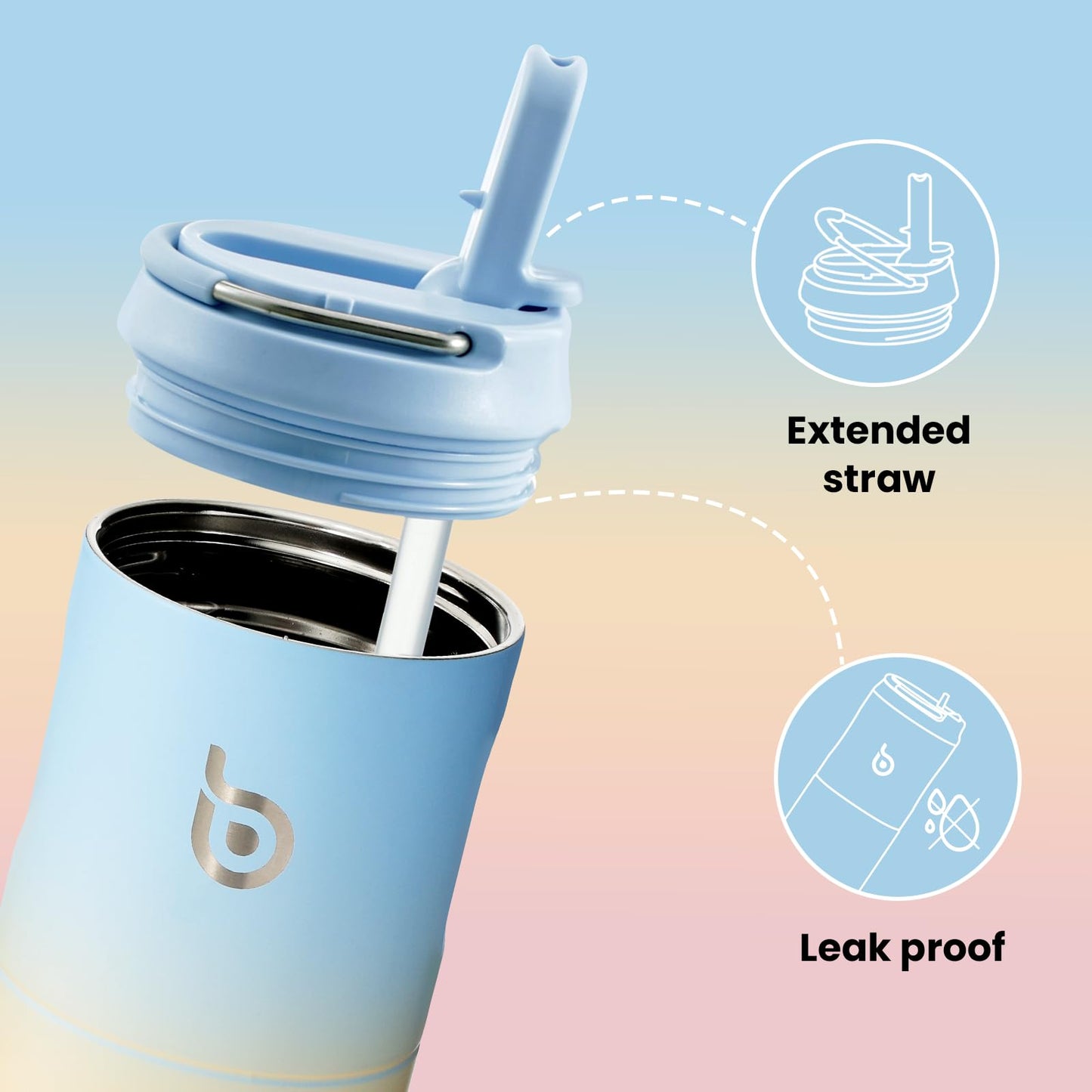 BOTTLE BOTTLE 24oz Insulated Stainless Steel Water Bottle with Straw Lid & Handle – Double Wall Vacuum, Leakproof, Reusable, BPA-Free, for Sports, Gym & Travel