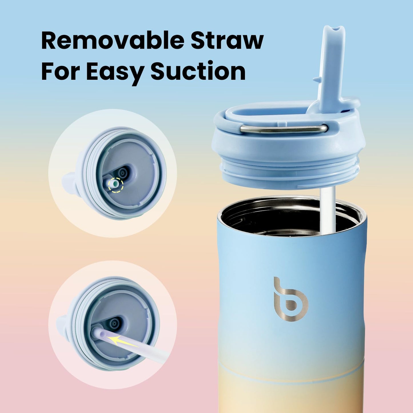 BOTTLE BOTTLE 24oz Insulated Stainless Steel Water Bottle with Straw Lid & Handle – Double Wall Vacuum, Leakproof, Reusable, BPA-Free, for Sports, Gym & Travel