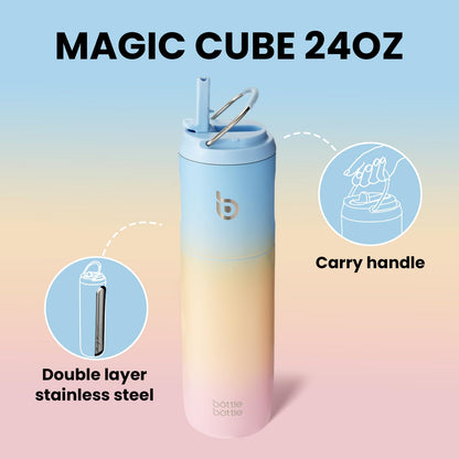 BOTTLE BOTTLE 24oz Insulated Stainless Steel Water Bottle with Straw Lid & Handle – Double Wall Vacuum, Leakproof, Reusable, BPA-Free, for Sports, Gym & Travel