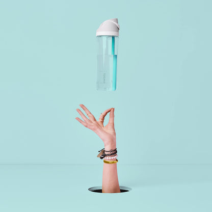 O2COOL Mist 'N Sip Water Bottle, 2-in-1 Mist and Sip, No-Leak Pull Top Spout, Reusable Sports Bottle, Hearts