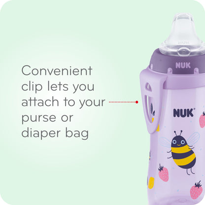 NUK Active Sippy Cup, 10 oz, 2-Pack – Spill-Proof, BPA-Free, Pink, for Babies 8+ Months