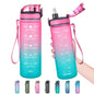 Enerbone Leak-Proof BPA-Free Motivational Water Bottle with Straw and Time Markers, Fitness Sports Bottle with Strap for Office, Gym, Outdoors