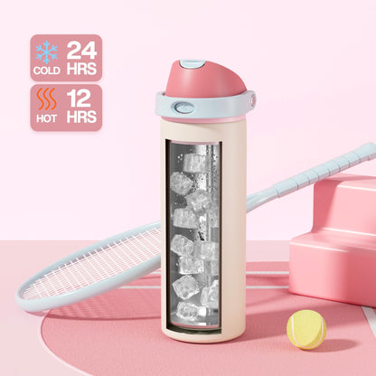 24 oz Insulated Stainless Steel Vacuum Water Bottle for Office, Spill-Proof Straw Lid, Lightweight, Double Walled, BPA-Free, Mint Green, College, Travel, Sports, Daily Use, Gift