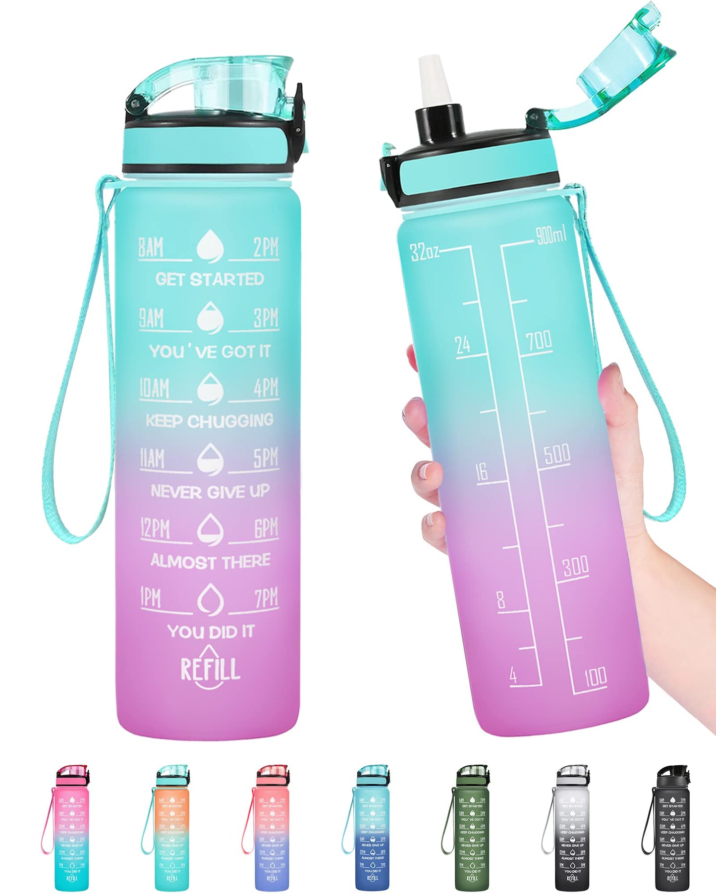 24 oz Contigo AUTOSEAL Cortland Water Bottle, BPA-Free Plastic, Spill-Proof Lid with Carry Handle, Dishwasher Safe, Spirulina