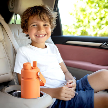 40 oz Insulated Stainless Steel Water Bottle with Two-Way Spout, Built-In Straw, Bucket Handle, BPA-Free, Leak-Proof, Lightly Toasted