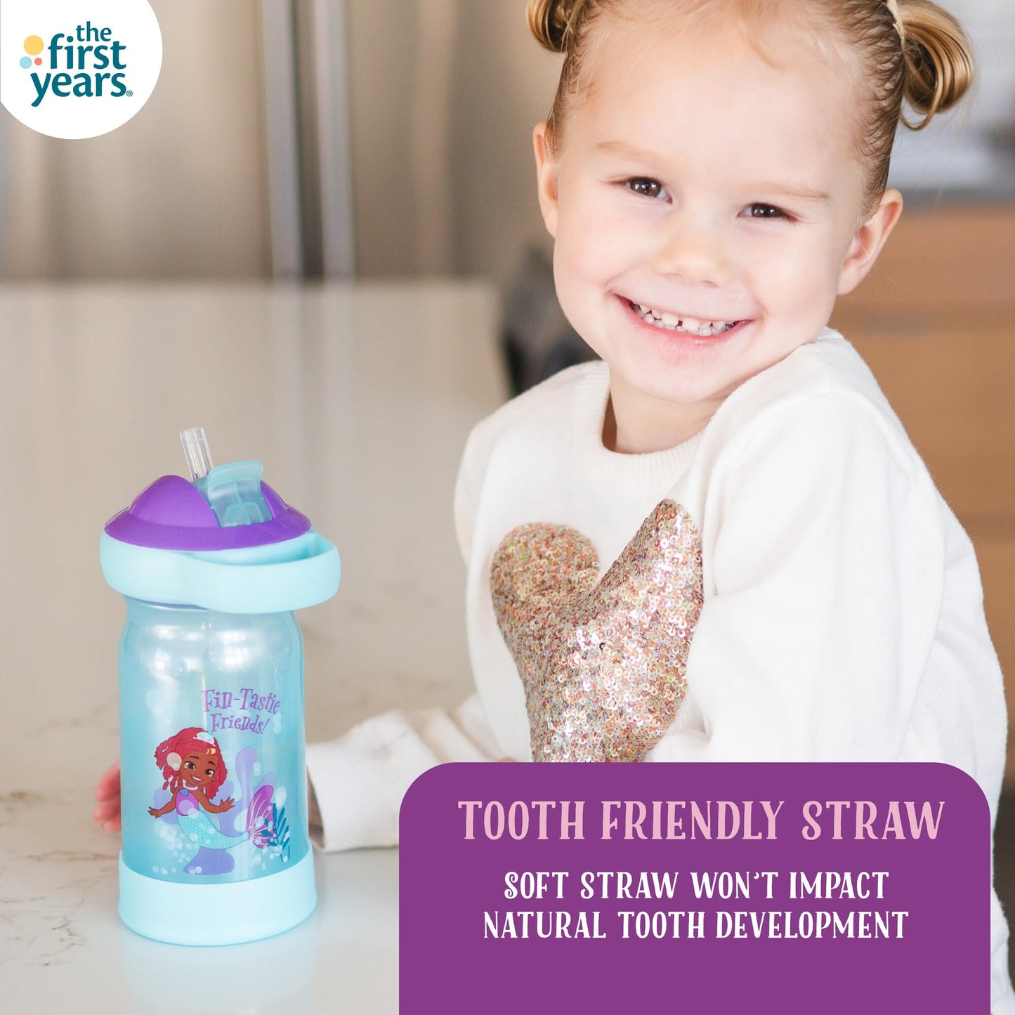 The First Years Disney Ariel Toddler Water Bottle - Spill Proof Disney Princess Water Bottles with Protective DropGuard - Disney Gifts for Toddlers - 12 Oz - Ages 2 Years and Up