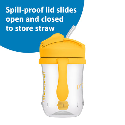 Dr. Brown's Milestones Baby's First Straw Cup – Training Cup with Weighted Straw, 9 oz/270 mL, Vintage Yellow, BPA-Free, for Babies 6 Months+