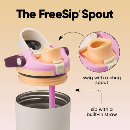 40 oz Insulated Stainless Steel Water Bottle with Two-Way Spout, Built-In Straw, Bucket Handle, BPA-Free, Leak-Proof, Sparkling Sherbet