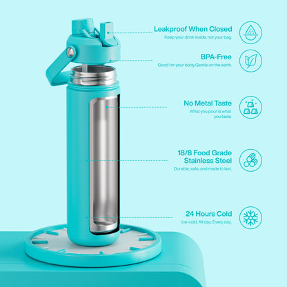 12 oz Kids Insulated Stainless Steel Water Bottle with Straw, Dual Spouts, Leak-Proof, BPA-Free, Cold 24H for Sports, Travel, School, Cotton Candy