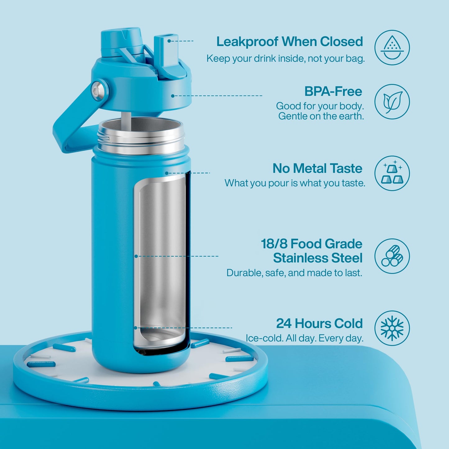 12 oz Kids Insulated Stainless Steel Water Bottle with Straw, Dual Spouts, Leak-Proof, BPA-Free, Cold 24H for Sports, Travel, School, Cream Moon