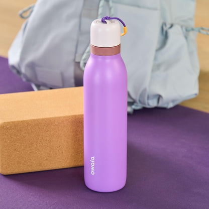 18 oz Insulated Stainless Steel Water Bottle with 2-in-1 Straw and Spout Lid, Leak-Proof, Cold 24H for Sports, Travel, School, Cotton Candy